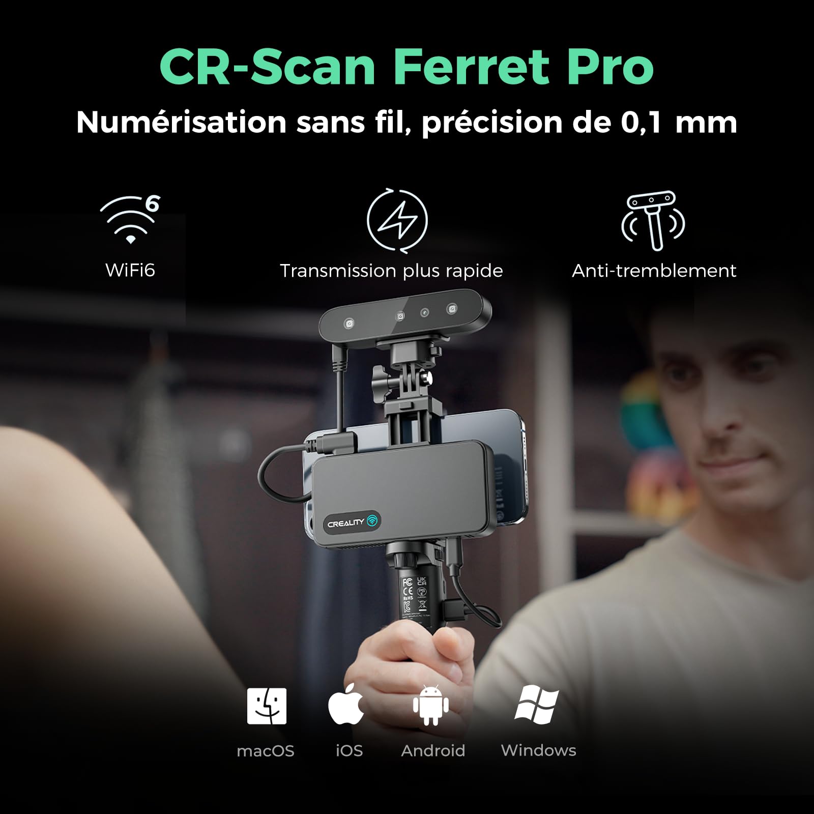 creality-ferret-pro-scanner-3d-0-1-mm-wifi-6-couleur-24-bits image 2