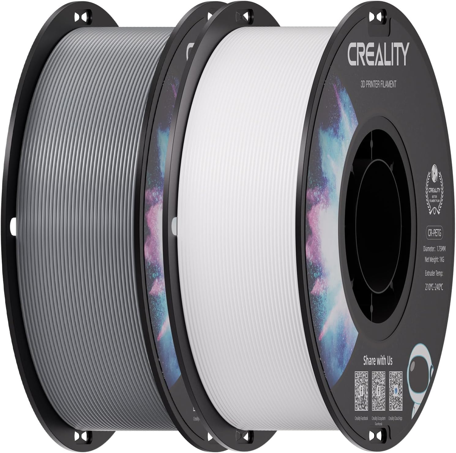 creality-filament-petg-1-75-mm-gris-blanc-2-kg-2-bobines image 1