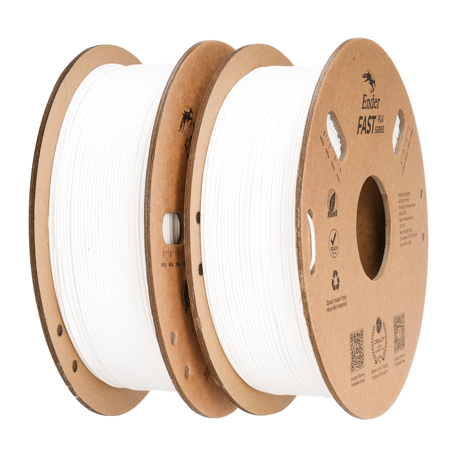creality-ender-fast-pla-1-75-mm-2kg-blanc-blanc-filament-haute-vitesse-300mm-s image 1